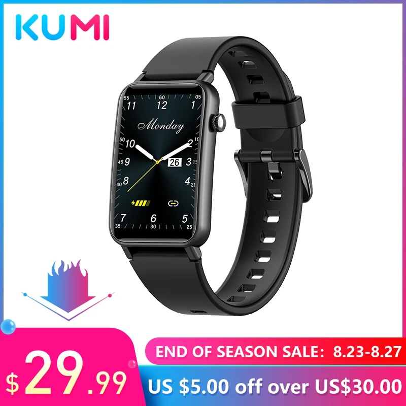 KUMI U3 1.57” Men Smart Watch Sport Fitness Heart Rate Blood Oxygen Monitor IP68 Waterproof Women Smartwatch for IOS Android