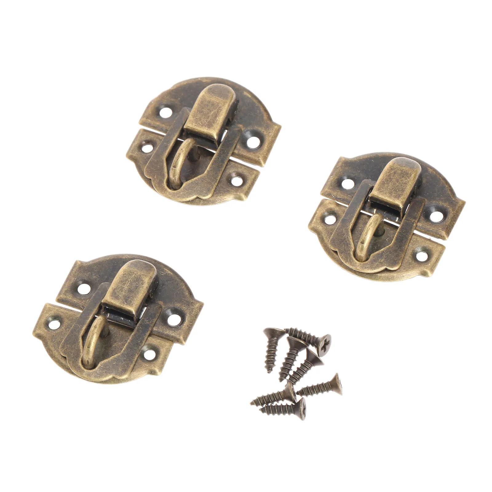 

12Pcs 27x29mm Antique Bronze Iron Latch Decorative Jewelry Gift Wine Wooden Box Suitcase Case Hasp Latch Hook With Screws