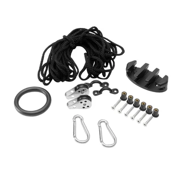 

New Kayak Canoe Anchor Trolley Kit System Pulley Cleat Pad Eye Ring Rope