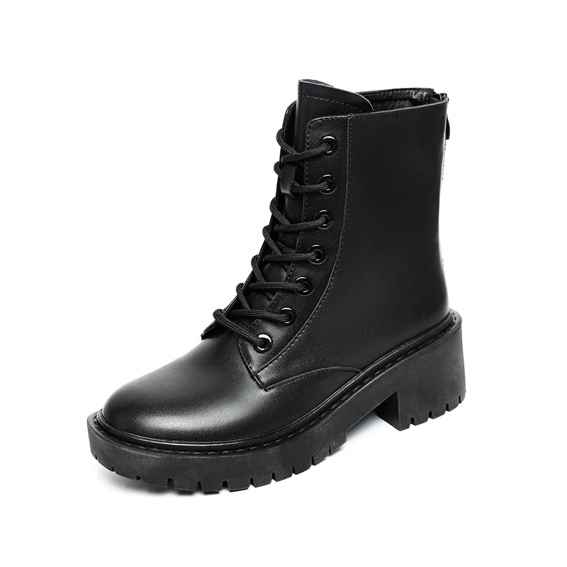 

British style mens casual high boots natural leather tooling shoes lace-up platform ankle boot spring autumn bota zapatos hombre
