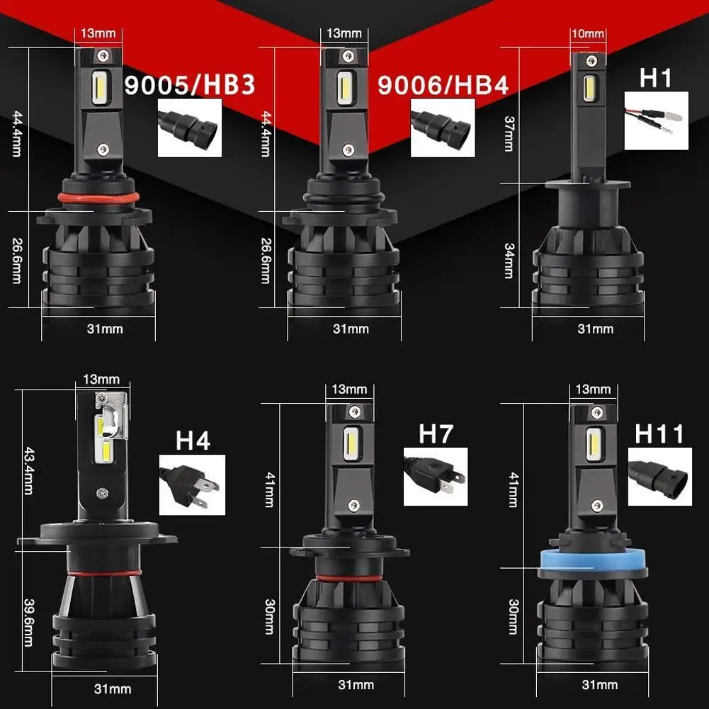Автомобильные фары H1 H7 H8 H9 H11 H16JP HB3 9005 HB4 9006 H3 H4 9003 HB2 светодиодная лампа для