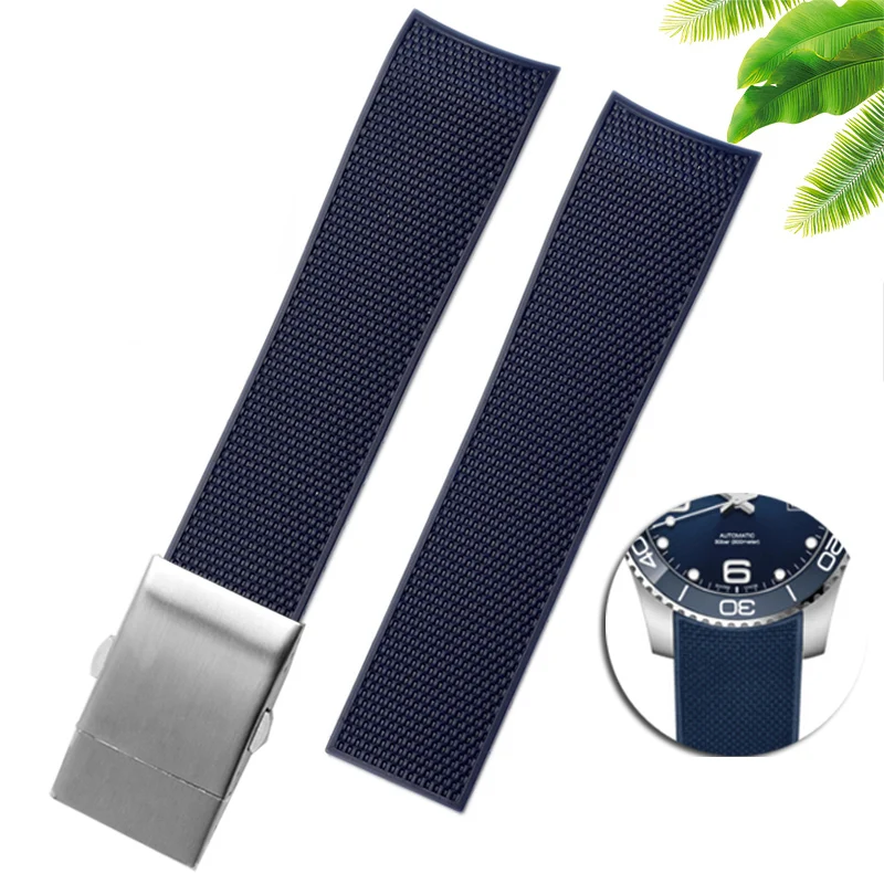 Pulseira de Borracha para Longines Master Pulseira de Relógio Impermeável Preto Verde Azul Silicone Conquest Hydroconquest l3 781 782 21 mm - Image 3