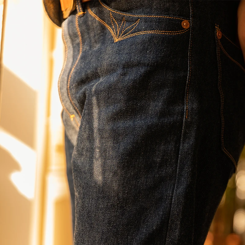 Jean Pants Selvage Raw Denim Red Tornado Unwashed Indigo Buckle Description 14oz 350-0001-Read