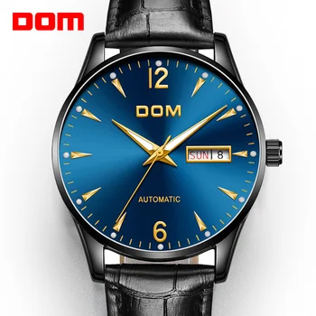 

DOM Top Brand Luxury Mechanical Automatic Mens Watches Leather Strap Casual Fashion Waterproof Business Watch Men M-89BL-2M2
