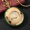 Superb-reloj de bolsillo mecánico automático de Jade dorado, esfera con mecanismo al descubierto, cadena FOB de lujo con cadena de serpiente ► Foto 2/6