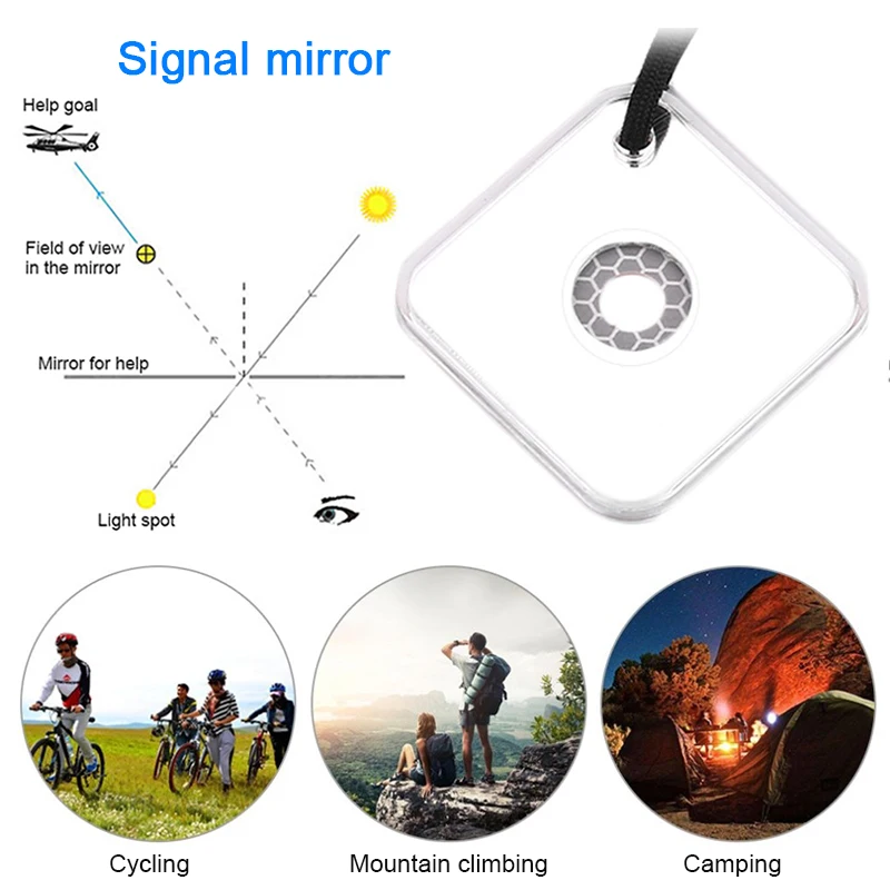 Practical Outdoor Emergency Survival Mirror With Whistle Survival