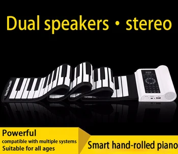 

New hand roll piano 88 keys with double speakers and thickened silicone keys piano Portable piano