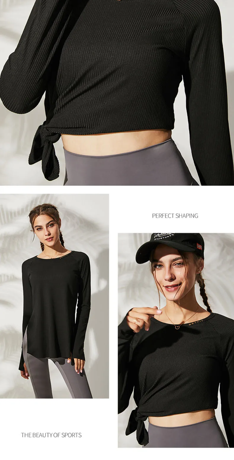 Gymkm, женские спортивные рубашки для йоги, дышащие, быстросохнущие, женская спортивная одежда с длинным рукавом, высокие тянущиеся спортивные куртки, одежда для активного спортзала