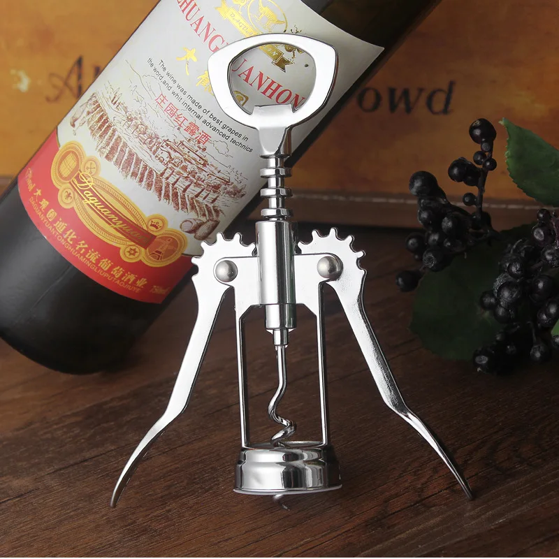 

1 pcs Portable Stainless Steel Red Wine Opener Wing Type Waiter Metal Wine Corkscrew Bottle Openers Corkscrews Wine Cork Remove
