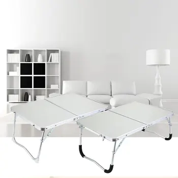 

Laptop Double-Folding Computer Table Folding Computer Desk PC Laptop Table Writing Workstation Home Office Furniture