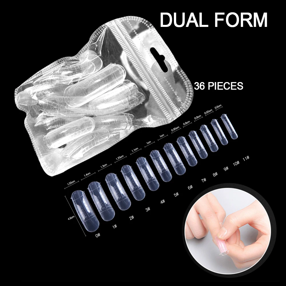 

MIZHSE 36 Pcs Clear Nail Forms Full Cover Quick Building Gel Mold Tips Nail Extension DIY Nails Accessoires Manicure Tools