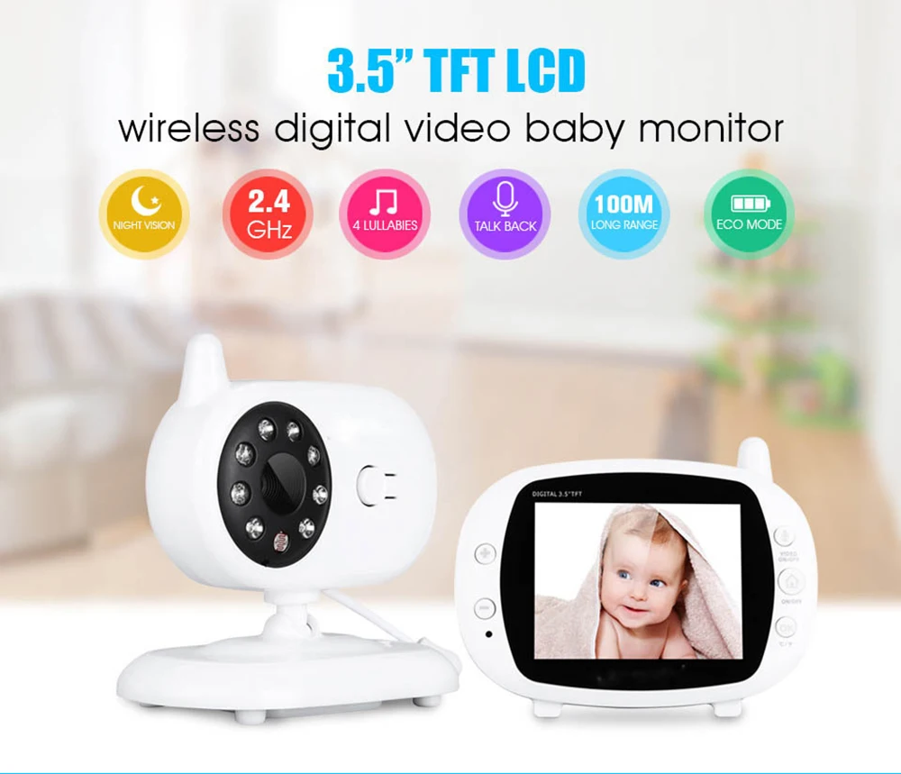  IMPORX 3.5 inch Wireless Video Baby Monitor Camera Two-way Talkback Nanny Camera Babysitter Night V