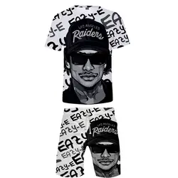 Мужские комплекты гангста рэп Eazy E, комплект из 2 предметов для мужчин, спортивный комплект с короткими рукавами, летние тонкие комплекты