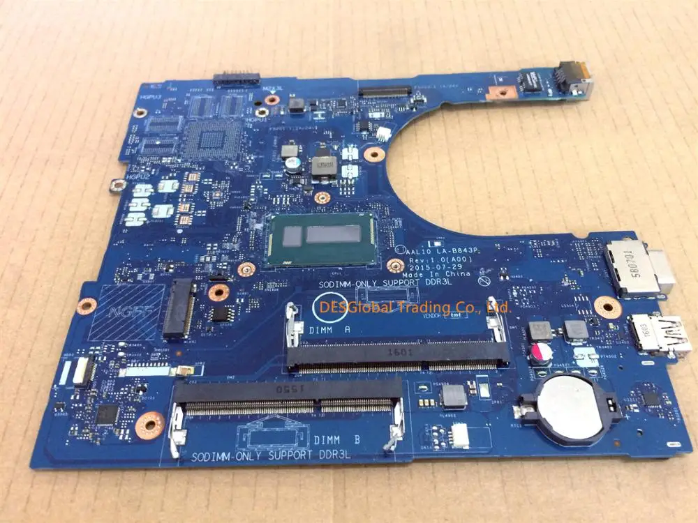

For Dell Inspiron 15 5458 5558 5758 Laptop Motherboard AAL10 LA-B843P I3-5005U SR27G Mainboard Fully Tested Fast Shipping