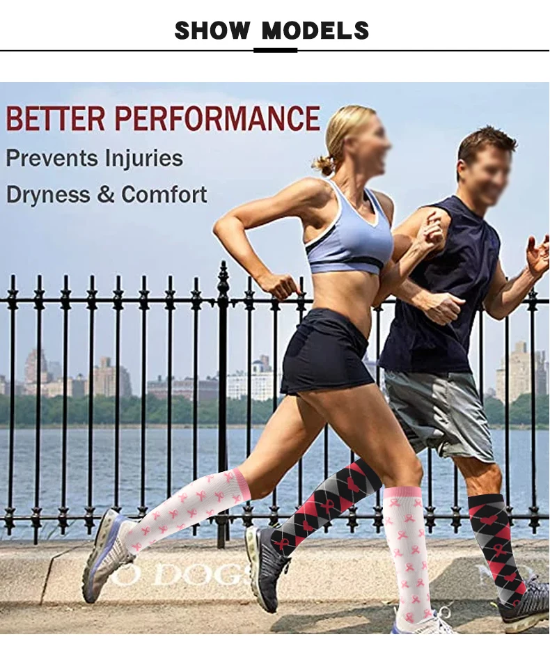 58 Styles Of Unisex Compression Stockings. Cycling Socks Suitable For Diabetes, Edema, Varicose Veins, And Marathon Running