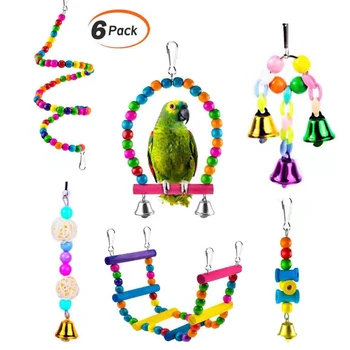 

6 Packs Parrot stand toys Birds Toys Bird Swing Chewing cockatiel Hammock Bell Toys Birds perch vogel budgie Cage Parrots Toys