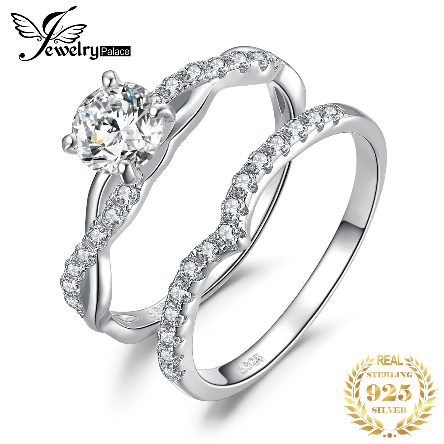 JewelryPalace Бесконечность 1.4ct Cubic Zirconia Wedding Band Solitaire Обручение кольцо свадебный 925 серебро