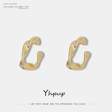 Yhpup Мода Нерегулярные искажения минималистский серьги-гвоздики, темпераментные очарование металла золота 925 золотые серьги Для женщин вечерние ювелирные изделия