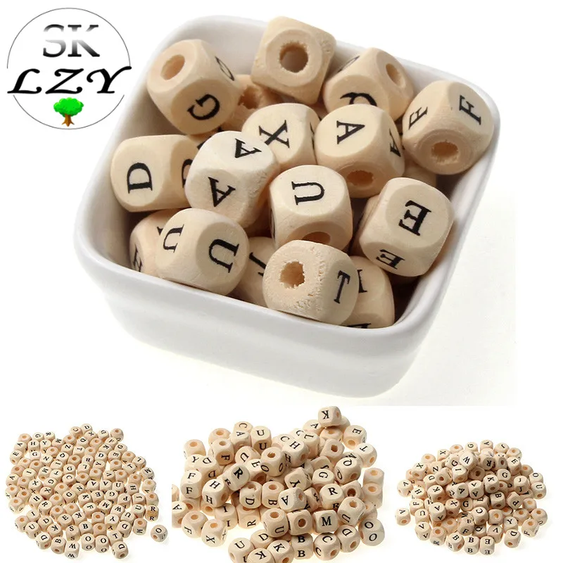 

50PCS Square Letter Beads DIY English A-Z Letter Beads Random Mixing Cube Spacer Beads Making Accessories 10 / 12mm