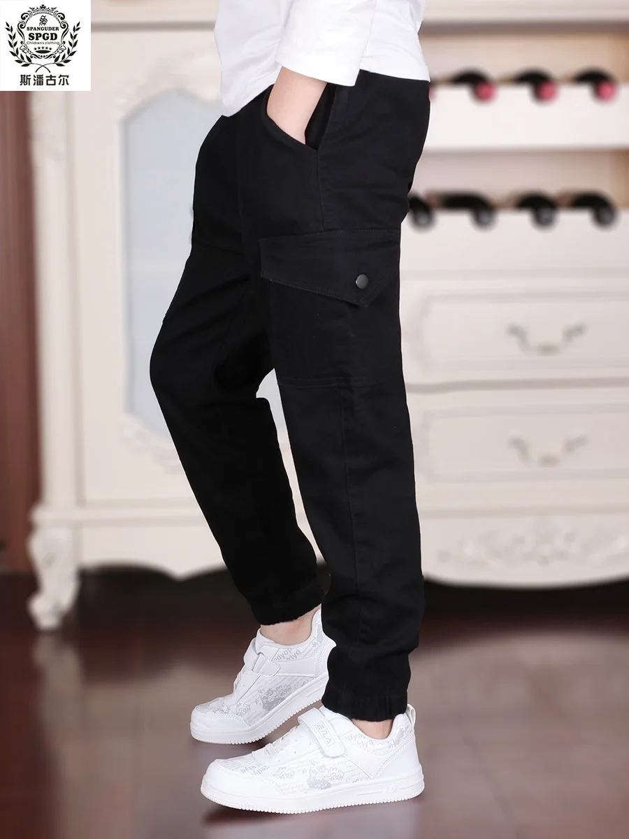 4-18T Boys Casual Cargo Pants Spring Autumn Big Pockets Trousers For Students boys pants