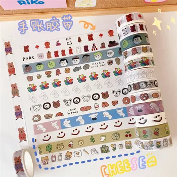 

Japanese Little Fresh Lovely DIY Scrapbook Hand Account Decoration Tear Tape Paper Student Cartoon Bear Washi Tape