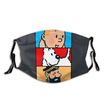 

The Adventures Of Tintin Milou Haddock Non-Disposable Face Mask Dust Mask Protection Respirator Mouth Muffle