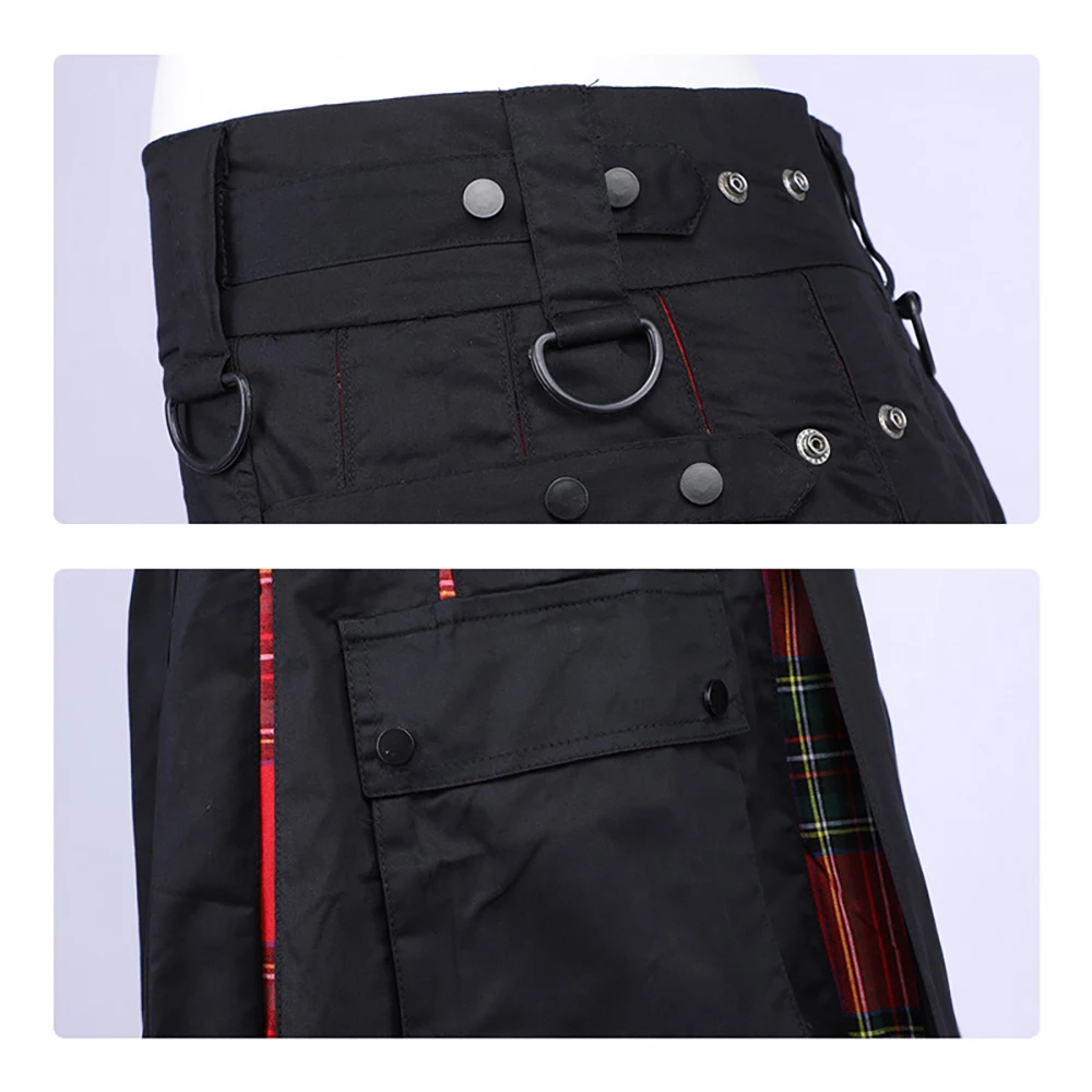 Шотландские мужские килт унисекс косплей шотландский классический ретро готический плиссированные юбки хип хоп шорты с поясом карман до колена килты