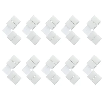 

10mm 4 Pin Solderless Connectors L Shape LED Strip Light Connector Accessories For RGB SMD 5050 3528 2835 RGB LED Strip Lights