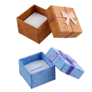 

48 Pcs Ring Earring Jewelry Display Gift Box Bowknot Square Case, 24 Pcs Purple & 24 Pcs Brown
