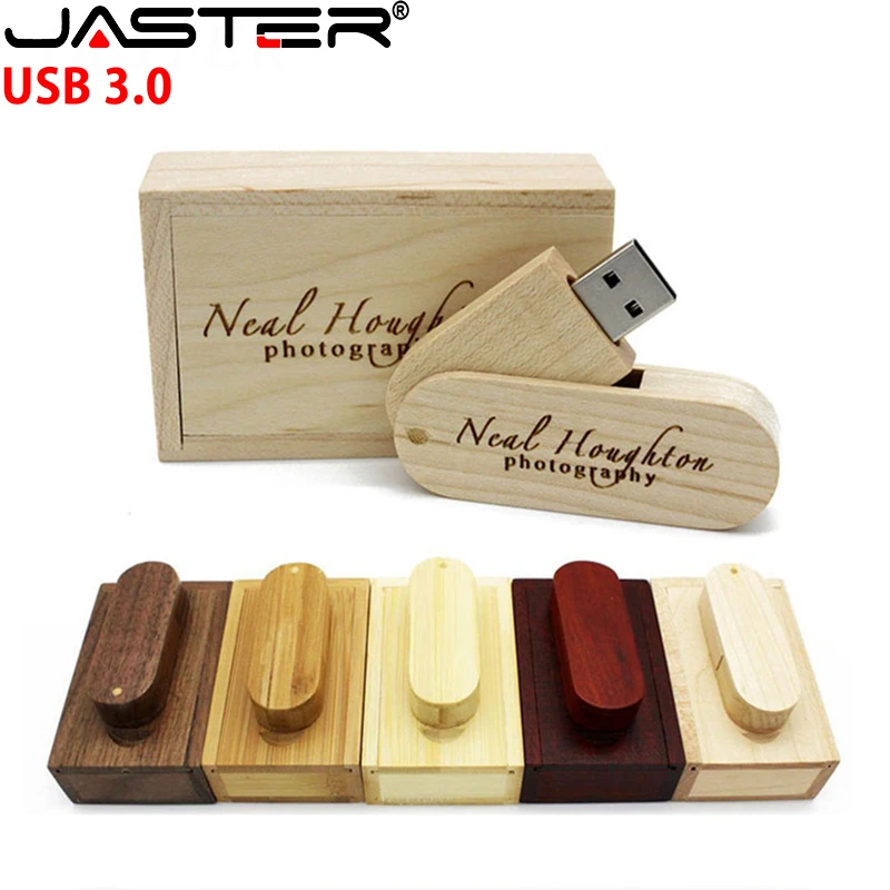 JASTER USB 3 0 Деревянный Логотип Настраиваемый вращающийся деревянный флеш