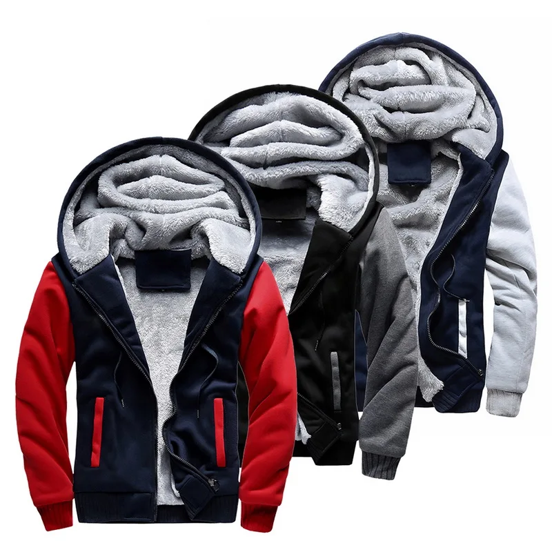 Winter Men's Hoodies Fleece Warm Hood Thick Parka Velvet Windproof Coats Sweatshirts Hoodies Zipper Men Hoodie Jacket Winter Men's Hoodies Fleece Warm Hood Thick Parka Velvet Windproof Coats Sweatshirts Hoodies Zipper Men Hoodie Jacket