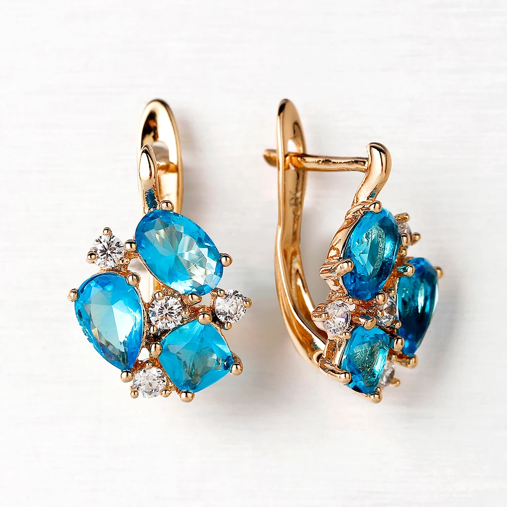 Hanreshe Crystal Stud Earrings Small Red Blue Natural Zircon Earring Hiphop Jewelry Party Cute Gold Lovers Earrings Women Gift