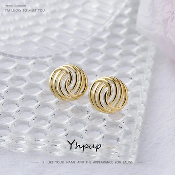 

Yhpup Simple Twisted Metal Stud Earrings Gold Color kolczyki Jewelry New Geometric Design Earrings for Women Party Gift брелок