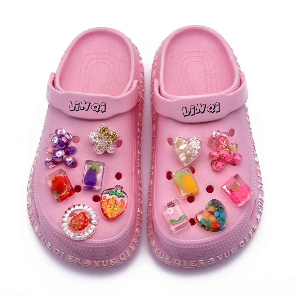 New Crystal Clear Colored Bear Fruit Series Croc Charms Shoe