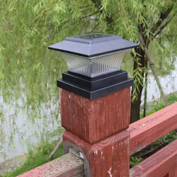 オンライン ソーラーled柱ライト屋外ポストランプabs正白色/ウォームライトニッケル水素 1.2v防水フェンスライトガーデン庭
