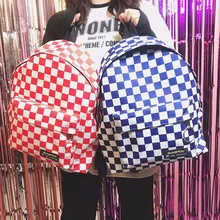 Trendy men and women black and white checkered backpack, nylon waterproof travel backpack, student schoolbag laptop backpacks