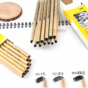 

de fu long Bamboo Charcoal Pen 8600 Sketch for Sketching Pencil Espresso Soft Bamboo Charcoal Soft One Box Set 12