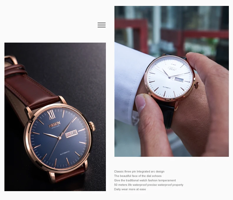 Nesun Япония MIYOTA автоматические механические мужские часы люксовый бренд часы для мужчин Натуральная кожа relogio masculino часы N9208-4