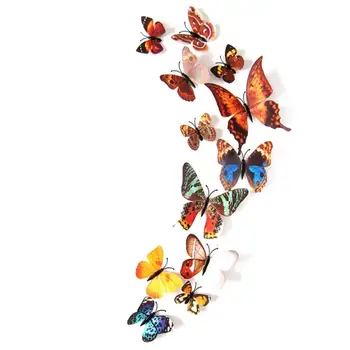 

12pcs 3D Wall Stickers DIY Home Art Decor Simulation Butterfly Wall Decals Removable PVC Wallpapers for Kids Room Wedding Party
