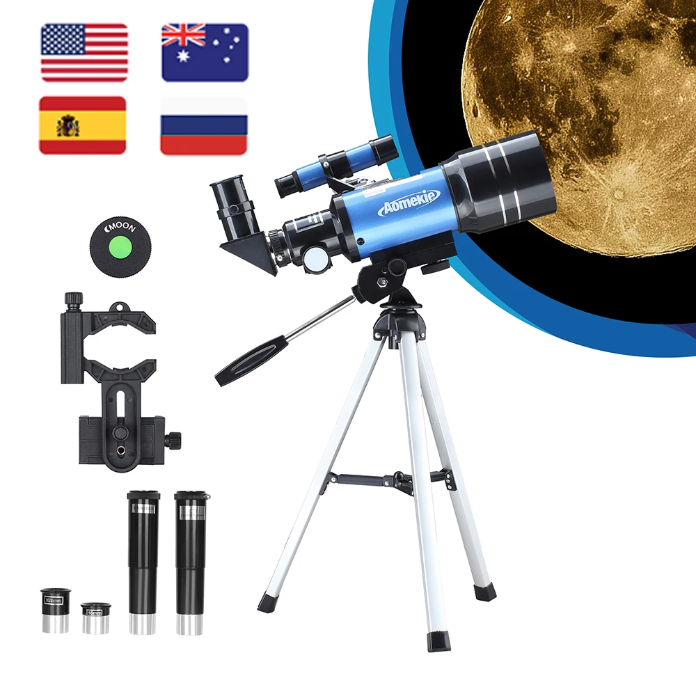 Aomekie Telescope for Astronomy Beginners Adults Kids Telescopes 70mm with 51Inch Adjustable Tripod 10X Eyepiece Phone Adapter 3X Barlow Lens and Backpack 