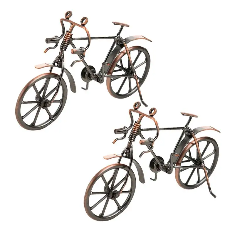 

2 Pcs Bicycle Models Creative Metal Retro Iron Crafts Iron Bike Molds For Furnishing Decoration Home