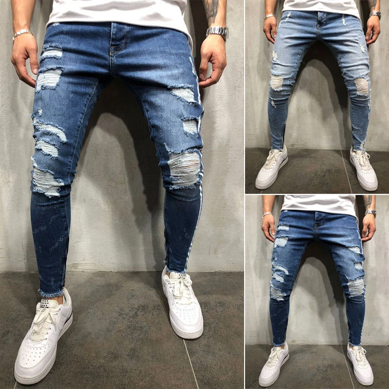 men's ripped destroyed jeans