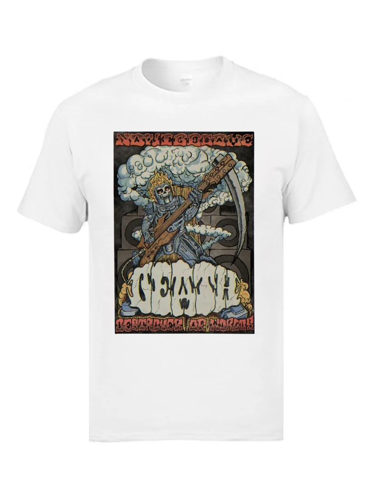 

White Fashion Funny T Shirts 100% Cotton Breathable T-Shirts Youth Top T-Shirts I Become Death Destroyer Of World Skull T Shirts