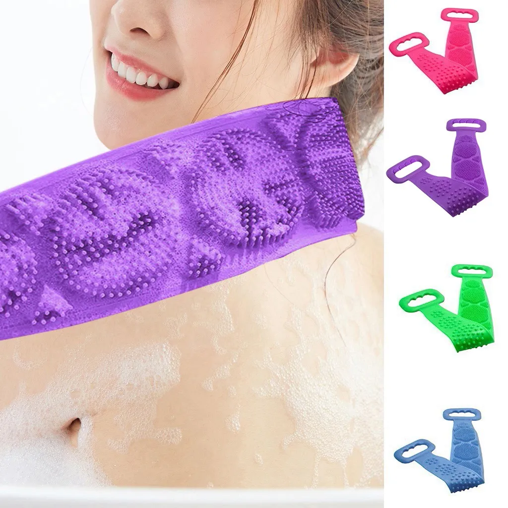 

60CM Bathroom Silicone Brushes Back Bath Towels Shower Rubbing Back Mud Peeling Body Massage Skin Friendly Cleaner Supplies