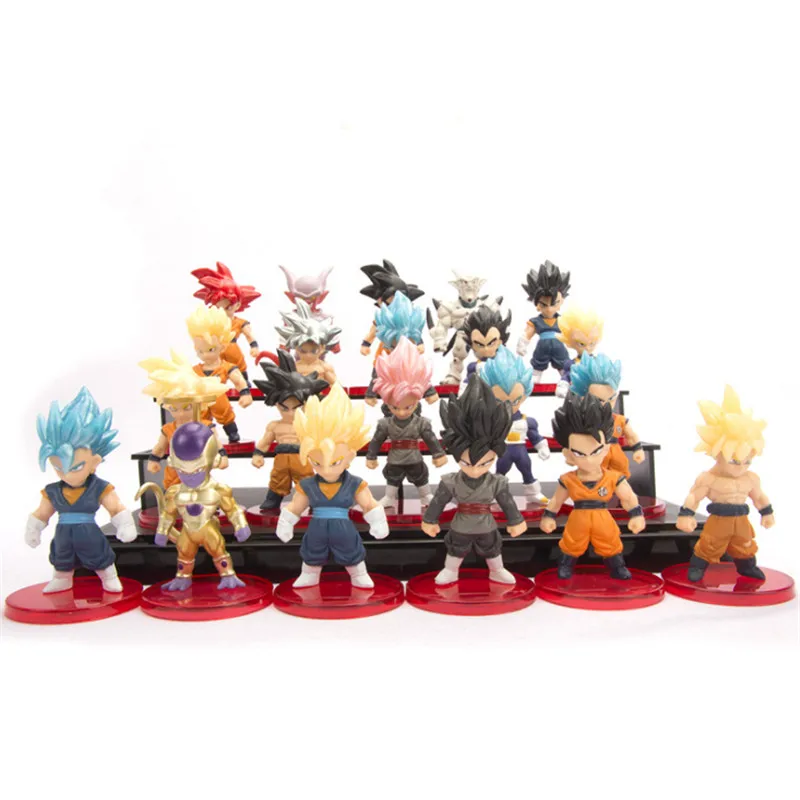 21 шт./лот Dragon Ball Z Mini Goku Vegeta Gogeta Frieza Piccolo Goten Super Saiyan 7-8 см фигурка ПВХ Модель DBZ подарок - Цвет: Opp Bag