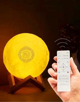 

2019 New 3D Print Quran Moon Lamp Wireless Bluetooth Quran Speaker LED Night Light Home Deor Desk Table Lamps Adult Gift
