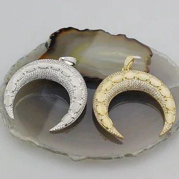 

45mm 5pcs/lot Stylish and beautiful cz pendant, crescent shape charm jewelry, cz charm pendant,bracelet/necklace accessories