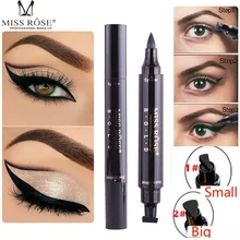 Зубная щетка с двумя головками и уплотнения, черный цвет, подводка для глаз, Треугольники уплотнение 2-в-1 Водонепроницаемый глаза делают комплект с подводка для глаз штамп инструмент для макияжа