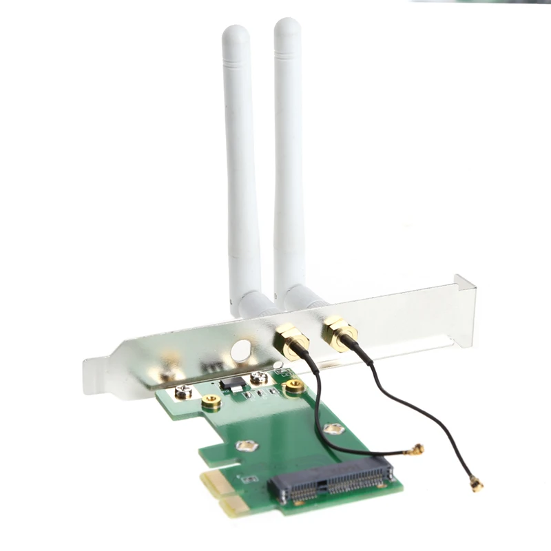 Беспроводной адаптер Wi-Fi Mini PCI-E к PCI-E 1X настольный адаптер+ 2 антенны X6HB