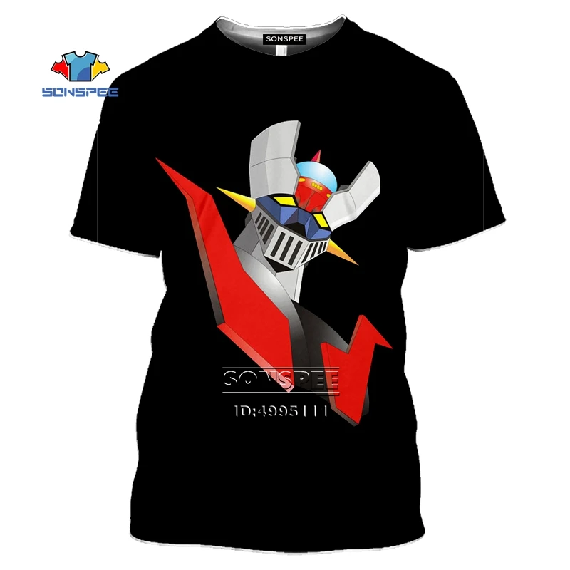 Футболка Mazinger Z Мужская/женская с 3D принтом Повседневная рубашка круглым вырезом